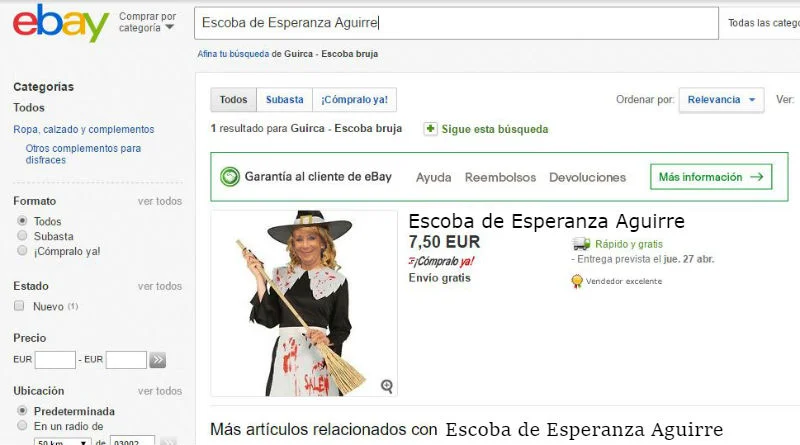 La escoba voladora de Esperanza Aguirre, a la venta en eBay tras su dimisión
