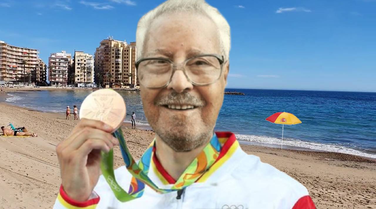 Un jubilado de Torrevieja, medalla de oro olímpica en los 100 metros sombrilla